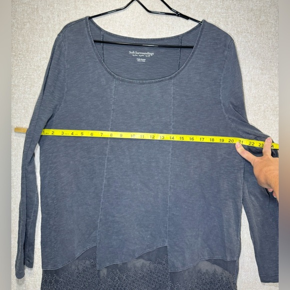 Soft Surroundings Gray Cotton Tunic Top Decorative Hemline Lagenlook Size PXL - Picture 5 of 9